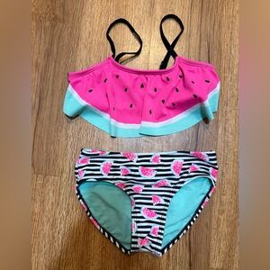 Justice Watermelon Stripe Bikini Size 8